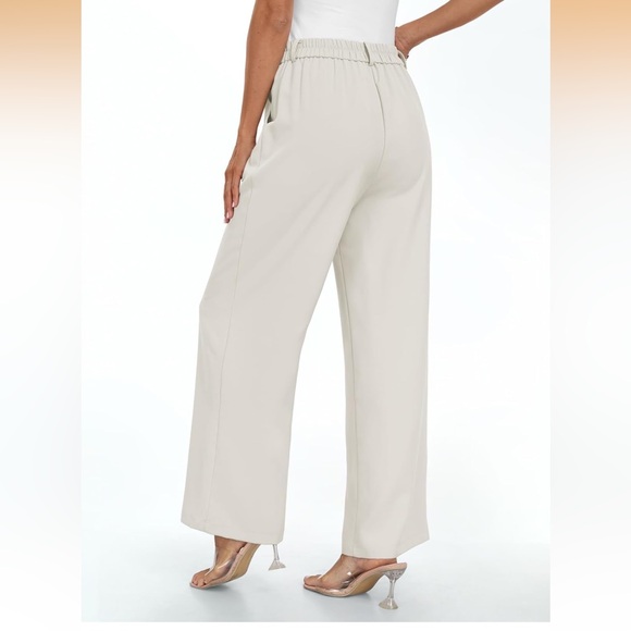Elegant Cream Wide-Leg Pants - Picture 3 of 3